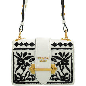 Prada White and Black Shoulder Bag